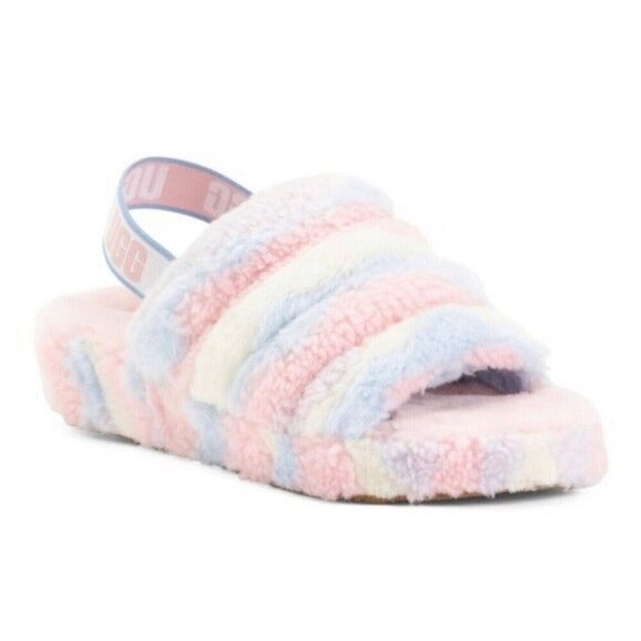 UGG Fluff Yeah Slide Cali Collage Pride Stripes Pastel Rainbow US 7 - Picture 10 of 16
